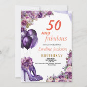 Invitation Joli Anniversaire Violet Kawaii (Dos)