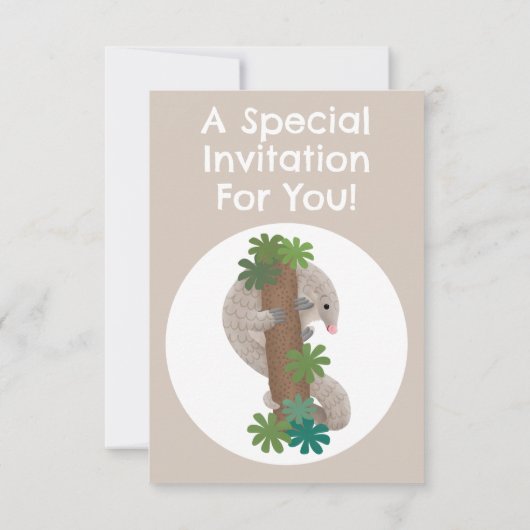 Invitation Joli anteater pangolin personnalisé anniversaire (Dos)