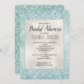 Invitation Joli Aqua Mint Glitzy Parties scintillant Fête des (Devant / Derrière)