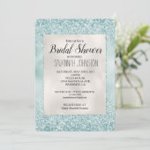 Invitation Joli Aqua Mint Glitzy Parties scintillant Fête des (Debout devant)