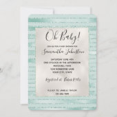 Invitation Joli Aqua Mint Glitzy Parties scintillant rayures (Devant)