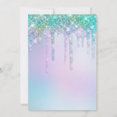 Invitation Joli Aqua Turquoise Unicorn Parties scintillant Dr (Dos)