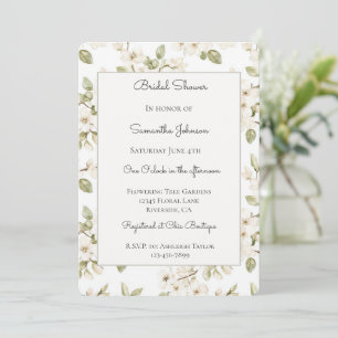 Invitation Joli Arbre Fleurissant Crème Réception de Mariage 