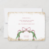 Invitation joli arc de Noël rose aquarelle FLOWER FILLE (Dos)