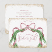 Invitation joli arc de Noël rose aquarelle FLOWER FILLE (Devant / Derrière)