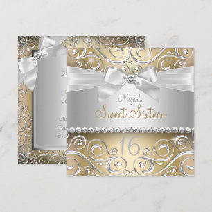 Invitation Joli Arc Diamant & Sparkle Swirl Gold Sweet 16