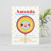 Invitation Joli arc-en-ciel lollipop anniversaire (Debout devant)