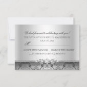 Invitation Joli Argent Damask Sweet 16 RSVP (Dos)