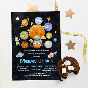 Invitation Joli Astronaute Spatial Alien Moderne   Shower de 