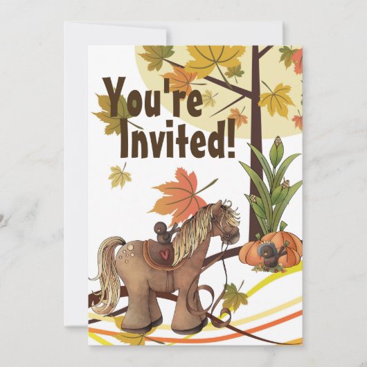 Invitation Joli automne Pony et Corneilles Automne Cheval Ann (Devant)