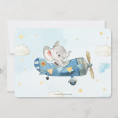 Invitation Joli avion éléphant Aventure Temps mouches Anniver (Dos)