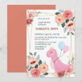 Invitation Joli Baby dinosaure couronne ballon à pente d'eau (Devant / Derrière)