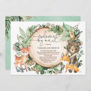 Invitation Joli Baby shower à longue distance en bois vert