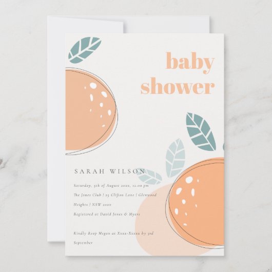 Invitation Joli Baby shower Abstrait orange Fruity Bold (Devant)