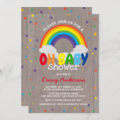 Invitation Joli Baby shower arc-en-ciel couleur rustique (Devant / Derrière)