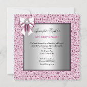 Invitation Joli Baby shower blanc rose fille (Dos)