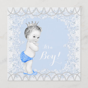 Invitation Joli Baby shower bleu Pearl Baby