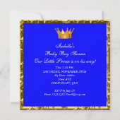 Invitation Joli Baby shower Blue Gold Boy Prince Crown (Dos)