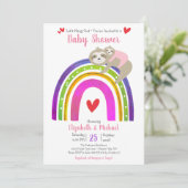 Invitation Joli Baby shower Boho Arc-en-ciel Fille (Debout devant)