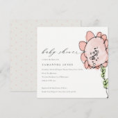 Invitation Joli Baby shower botanique de la fleur de pêche de (Devant / Derrière)