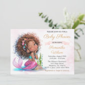 Invitation Joli Baby shower Brown de petite fille de sirène (Debout devant)