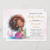 Invitation Joli Baby shower Brown de petite fille de sirène (Devant / Derrière)