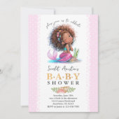Invitation Joli Baby shower Brown de petite fille de sirène (Devant)