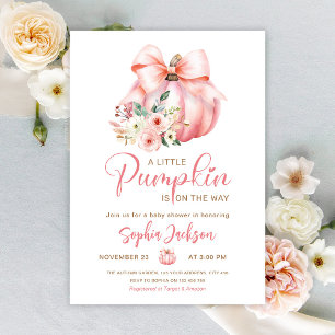 Invitation Joli Baby shower Citrouille rose