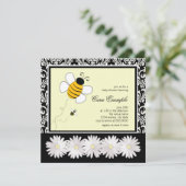 Invitation Joli Baby shower d'abeille noire et jaune (Debout devant)