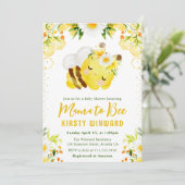 Invitation Joli Baby shower d'abeilles au miel jaune (Debout devant)
