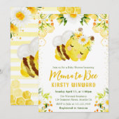Invitation Joli Baby shower d'abeilles au miel jaune (Devant / Derrière)