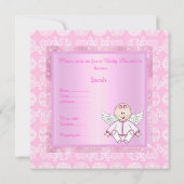 Invitation Joli baby shower d'ange bébé rose (Dos)