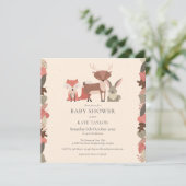Invitation Joli Baby shower d'animaux en bois (Debout devant)