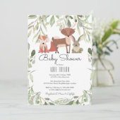 Invitation Joli Baby shower d'animaux en bois (Debout devant)