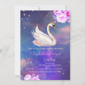 Invitation Joli Baby shower d'aquarelle florale de cygne (Devant)