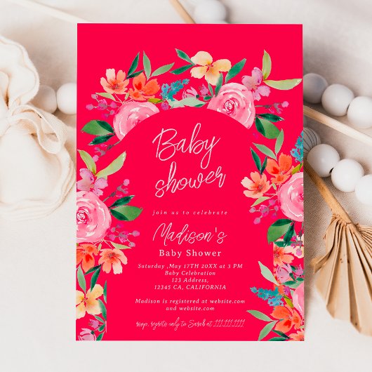 Invitation Joli baby shower d'arche fleurie de jardin