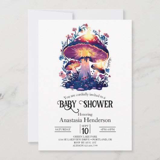 Invitation Joli Baby shower de champignons Dreamy (Devant)