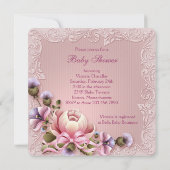 Invitation Joli Baby shower de coeur rose Damas (Dos)