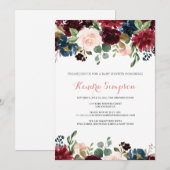 Invitation Joli Baby shower de couronne fleurie (Devant / Derrière)