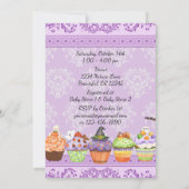 Invitation Joli Baby shower de Cupcakes d'Halloween violet (Dos)