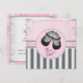 Invitation Joli Baby shower de diamants et perles roses (Devant / Derrière)