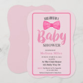 Invitation Joli Baby shower de fille de la cou rose (Devant / Derrière)