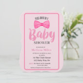 Invitation Joli Baby shower de fille de la cou rose (Debout devant)