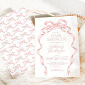 Invitation Joli Baby shower de fille en ruban rose Bow