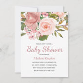 Invitation Joli Baby shower de fleurs rose or Rose (Devant)