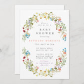 Invitation Joli Baby shower de fleurs sauvages de printemps (Devant / Derrière)