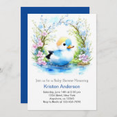 Invitation Joli Baby shower de garçon bleu canard (Devant / Derrière)