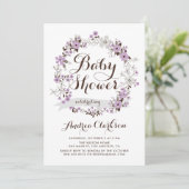 Invitation Joli Baby shower de gerbe de fleurs violettes et g (Debout devant)