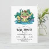 Invitation Joli Baby shower de grenouille enchanté (Debout devant)