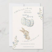 Invitation Joli Baby shower de lapin bleu clair (Devant)